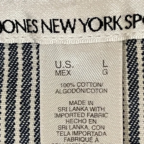 Jones New York Sport blue & white striped denim jacket 100% cotton. 3 pockets. L - Picture 12 of 13